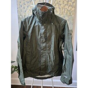 LL Bean TEK Trail Model Rain Jacket Mens Sz Small Green Hooded Full Zip Nylon